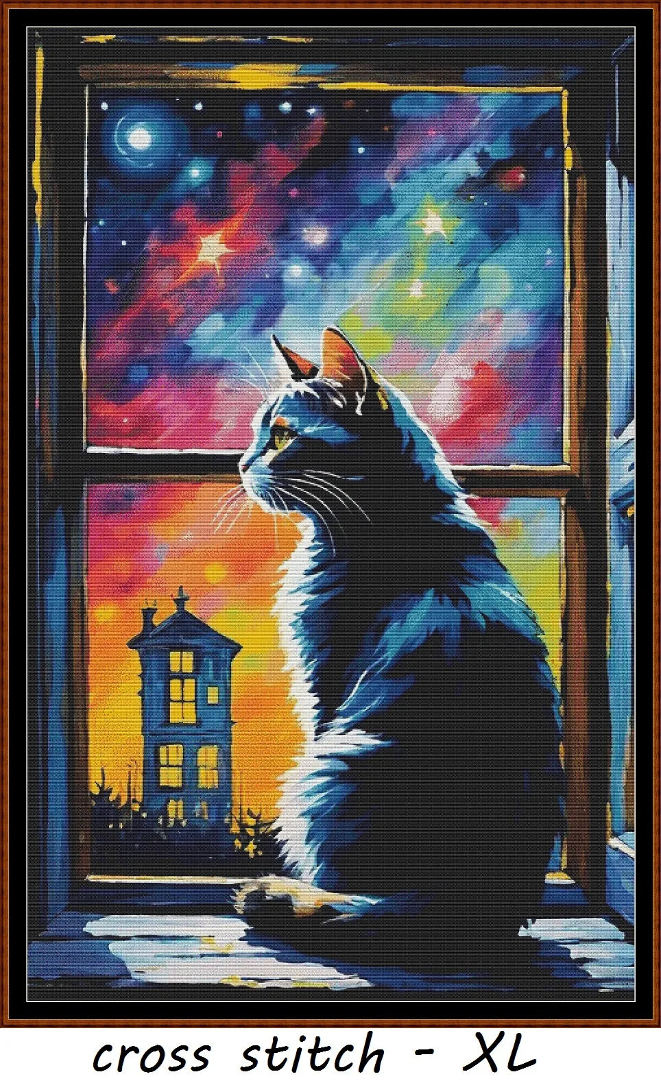 Expertly created from art by Busra Akpolat, under Public Domain CC0 license, Galaxy Kitty patterns. Galaxy Kitty is a beautiful cat cross stitch pattern that comes as a full coverage pattern with no back-stitching. Additionally, Galaxy Kitty is available in 2 different design sizes - cross stitch regular & XL And each sale includes both B&W and colour charts