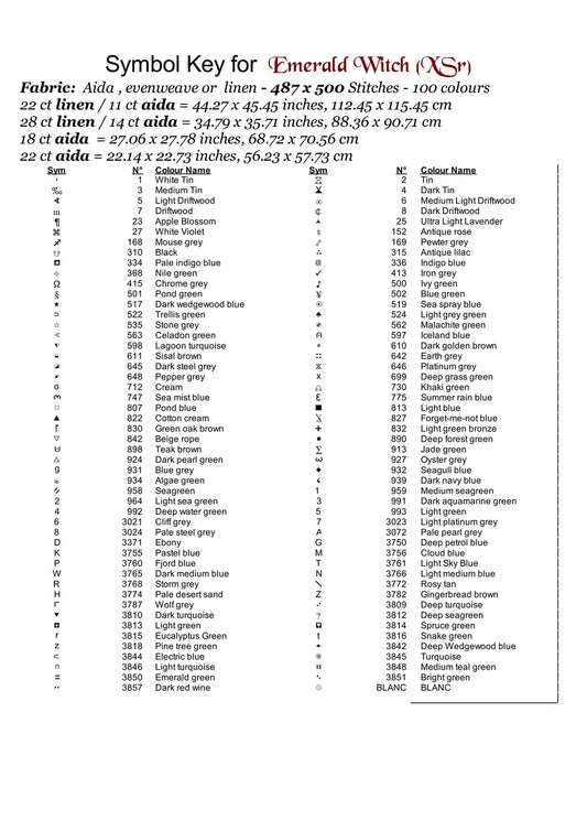 Emerald Witch cross stitch pattern conceived and expertly created by Sam. Inspired by art created by Traumer4168 covered under the Public Domain CC0 license.