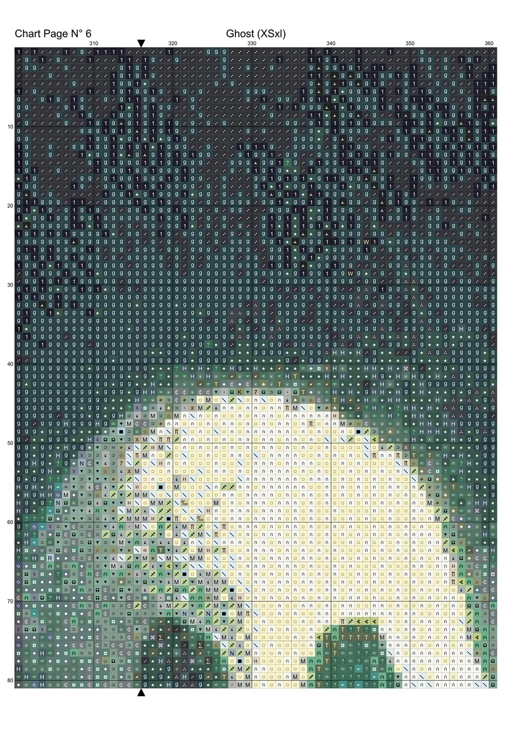 Ghost cross stitch pattern conceived and expertly created by Sam. Inspired by art created by Barbara (BarBus) covered under the Public Domain CC0 license. Ghost is a scarey cross stitch pattern that comes as a full coverage pattern with no back-stitching. Additionally, Ghost is available in 2 different design sizes - cross stitch regular & XL And each sale includes both B&W and colour charts