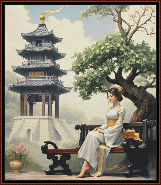 Waiting At The Square Oriental cross stitch pattern A unique and exclusive design to modXstitch, conceived and expertly created with the help of AI, by Sam. Waiting At The Square is an Oriental-style cross stitch pattern that comes as a full coverage pattern with absolutely no back-stitching or pesky half-stitches. Also, Waiting At The Square is available in 2 different design sizes - cross stitch regular & XL And each sale includes both B&W and colour charts