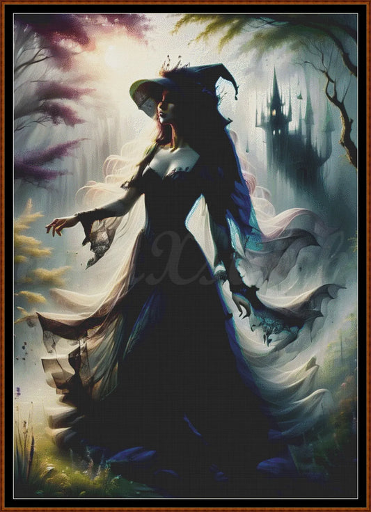 Sunrise Walk cross stitch pattern A unique and exclusive design to modXstitch, conceived and expertly created with the help of AI, by Sam. Sunrise Walk is a fantasy witch style cross stitch pattern that comes as a full coverage pattern with absolutely no back-stitching or pesky half-stitches. Also, Sunrise Walk is available in 2 different design sizes - cross stitch regular & XL And each sale includes both B&W and colour charts