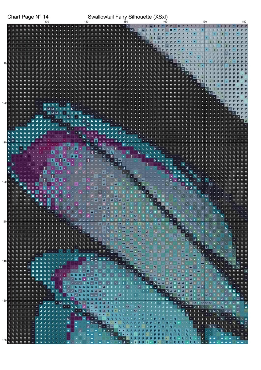 Swallowtail Fairy Silhouette cross stitch pattern A unique and exclusive design to modXstitch, conceived and expertly created with the help of AI, by Sam. Swallowtail Fairy Silhouette is a fantasy style cross stitch pattern that comes as a full coverage pattern with absolutely no back-stitching or pesky half-stitches. Also, Swallowtail Fairy Silhouette is available in 2 different design sizes - cross stitch regular & XL And each sale includes both B&W and colour charts