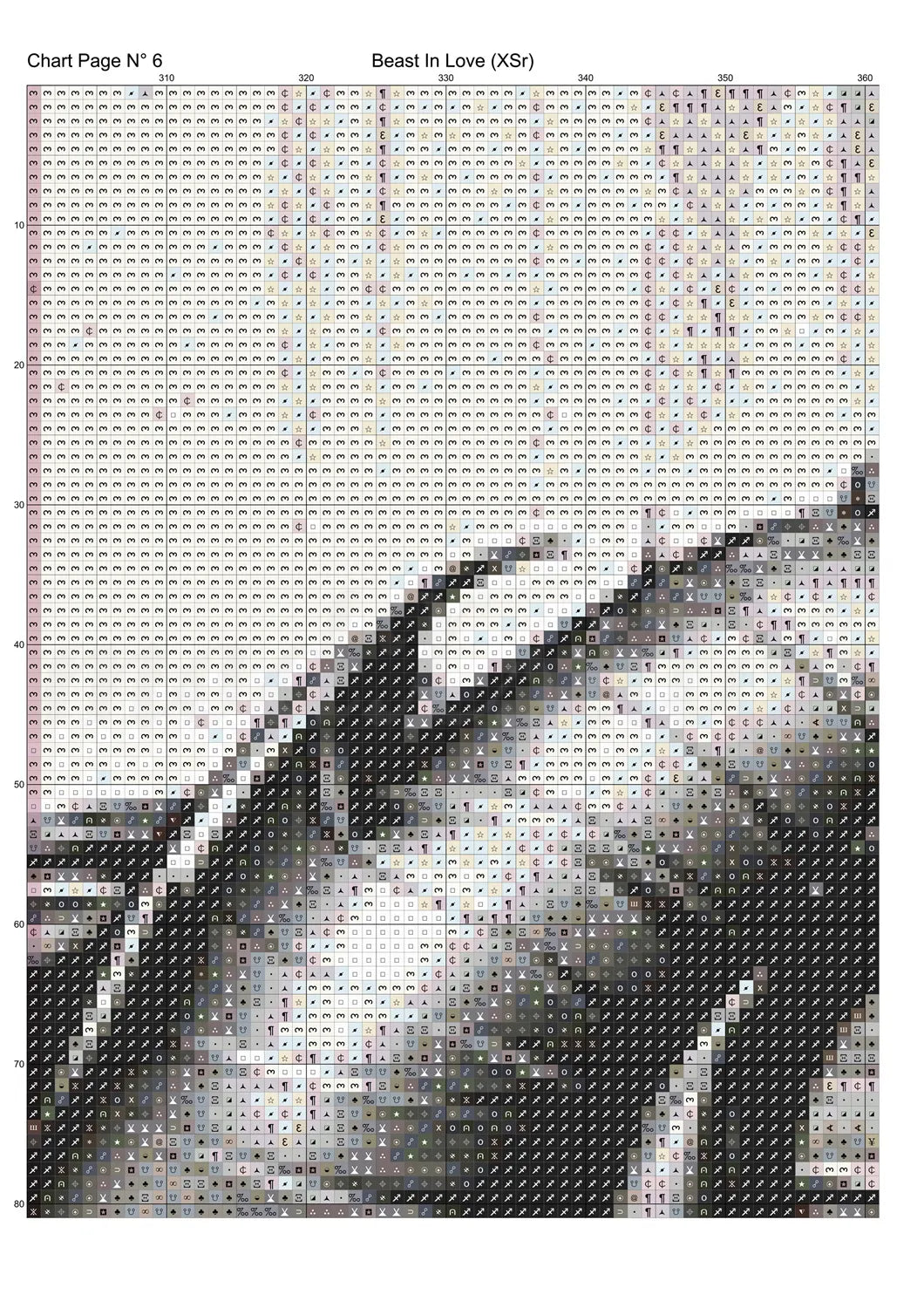 Beast In Love cross stitch pattern A unique and exclusive design to modXstitch, conceived and expertly created with the help of AI, by Sam. Beast In Love is a fantasy style cross stitch pattern that comes as a full coverage pattern with absolutely no back-stitching or pesky half-stitches. Also, Beast In Love is available in 2 different design sizes - cross stitch regular & XL And each sale includes both B&W and colour charts