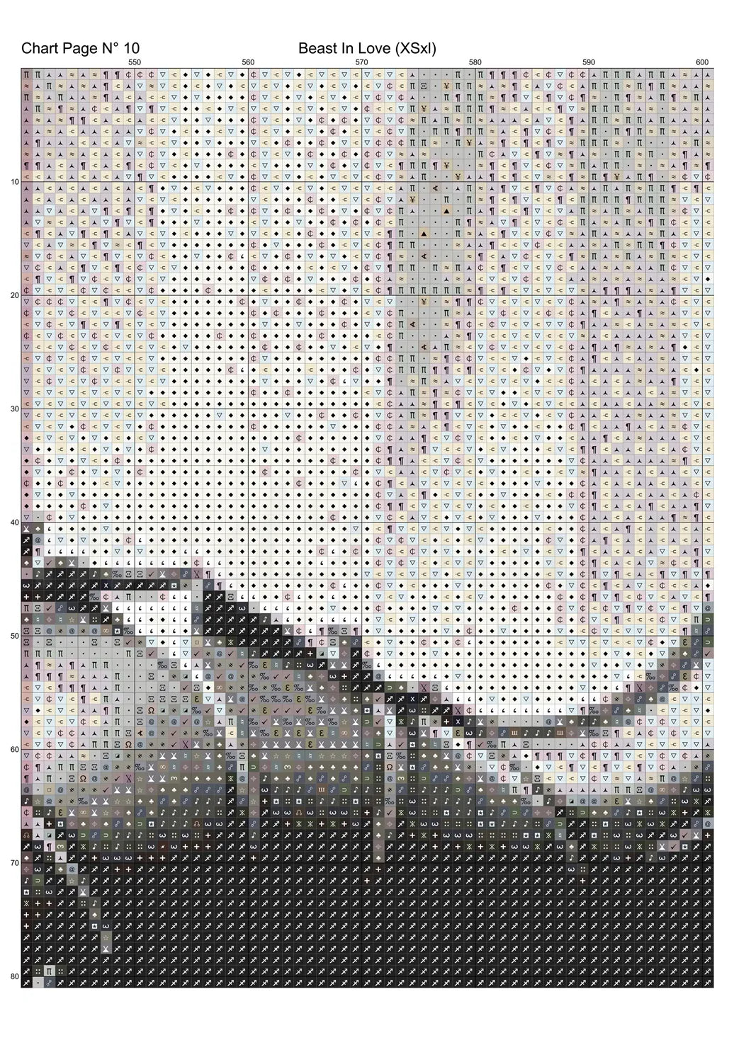 Beast In Love cross stitch pattern A unique and exclusive design to modXstitch, conceived and expertly created with the help of AI, by Sam. Beast In Love is a fantasy style cross stitch pattern that comes as a full coverage pattern with absolutely no back-stitching or pesky half-stitches. Also, Beast In Love is available in 2 different design sizes - cross stitch regular & XL And each sale includes both B&W and colour charts