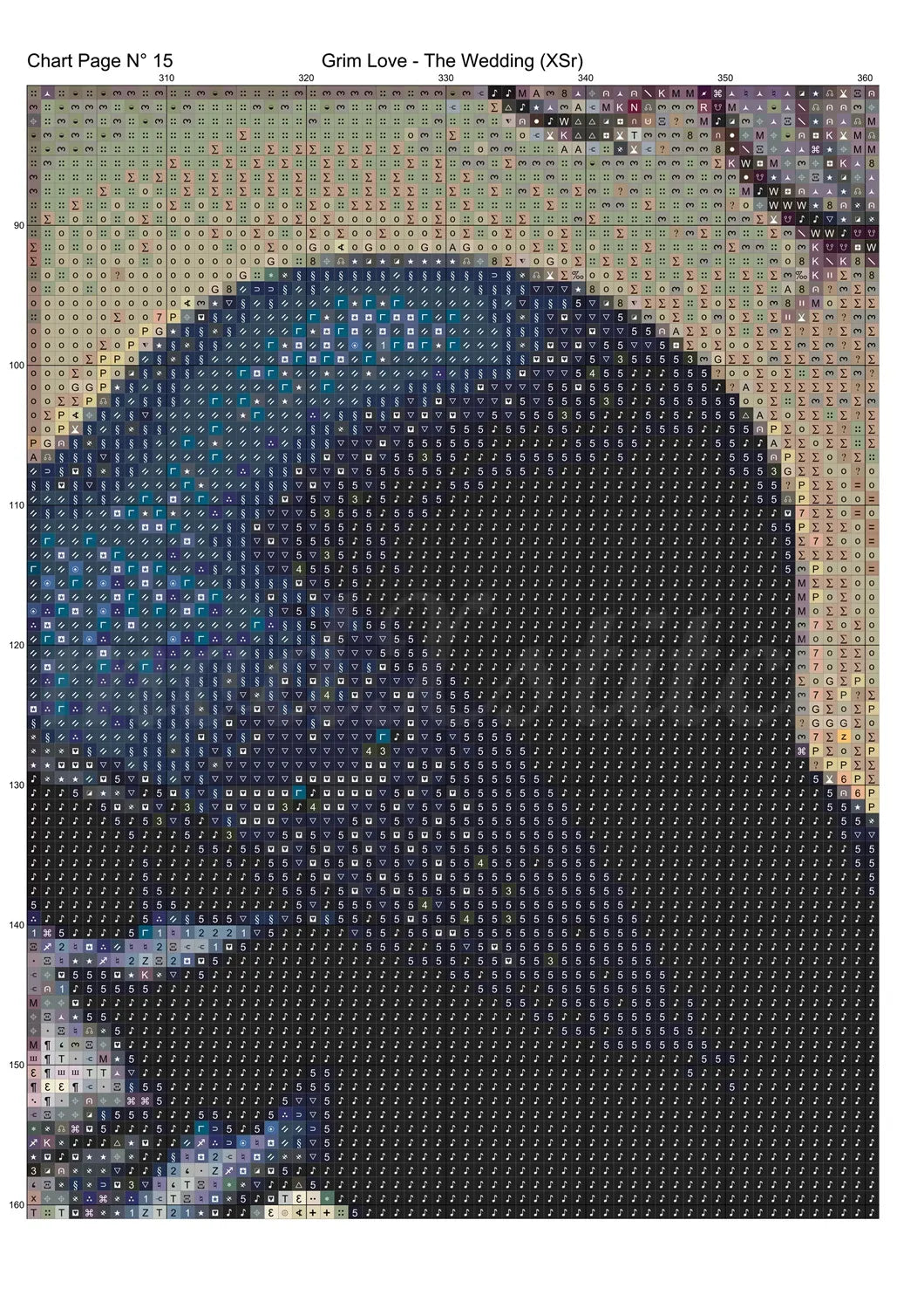 Grim Love - The Wedding cross stitch pattern A unique and exclusive design to modXstitch, conceived and expertly created with the help of AI, by Sam. Grim Love - The Wedding is a dark fantasy style cross stitch pattern that comes as a full coverage pattern with absolutely no back-stitching or pesky half-stitches. Also, Grim Love - The Wedding is available in 2 different design sizes - cross stitch regular & XL And each sale includes both B&W and colour charts