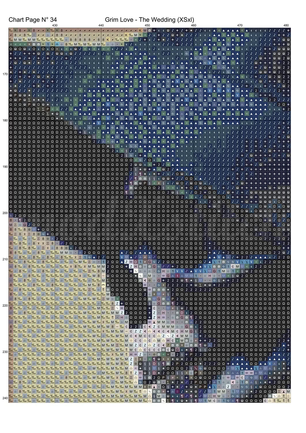 Grim Love - The Wedding cross stitch pattern A unique and exclusive design to modXstitch, conceived and expertly created with the help of AI, by Sam. Grim Love - The Wedding is a dark fantasy style cross stitch pattern that comes as a full coverage pattern with absolutely no back-stitching or pesky half-stitches. Also, Grim Love - The Wedding is available in 2 different design sizes - cross stitch regular & XL And each sale includes both B&W and colour charts