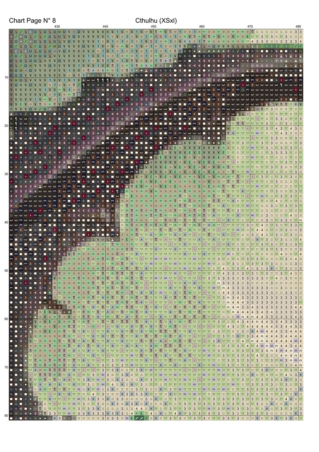 Cthulhu cross stitch pattern A unique and exclusive design to modXstitch, conceived and expertly created with the help of AI, by Sam. Cthulhu is a mythical beast style cross stitch pattern that comes as a full coverage pattern with absolutely no back-stitching or pesky half-stitches. Also, Cthulhu is available in 2 different design sizes - cross stitch regular & XL And each sale includes both B&W and colour charts