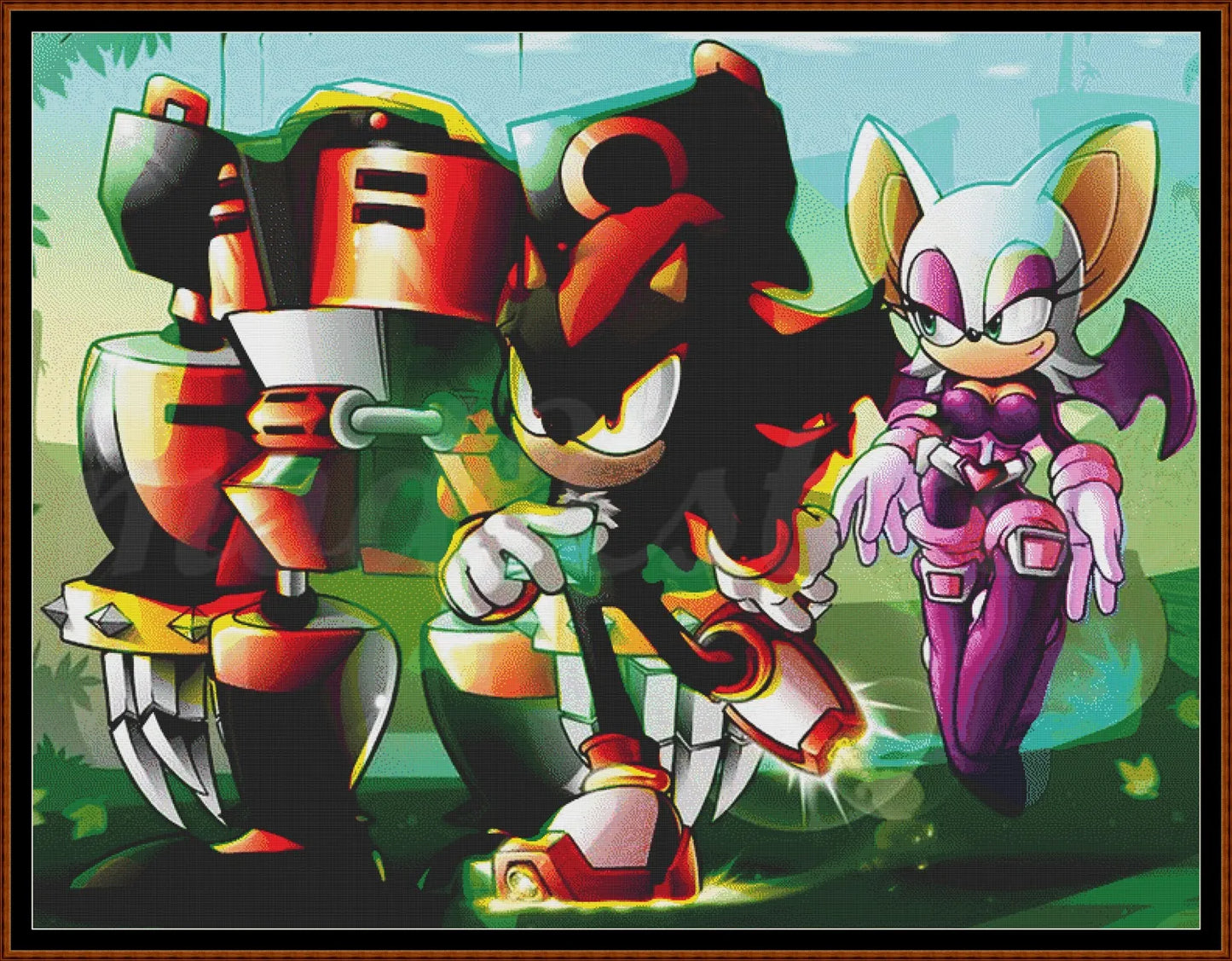 Sonic - Team Dark cross stitch pattern