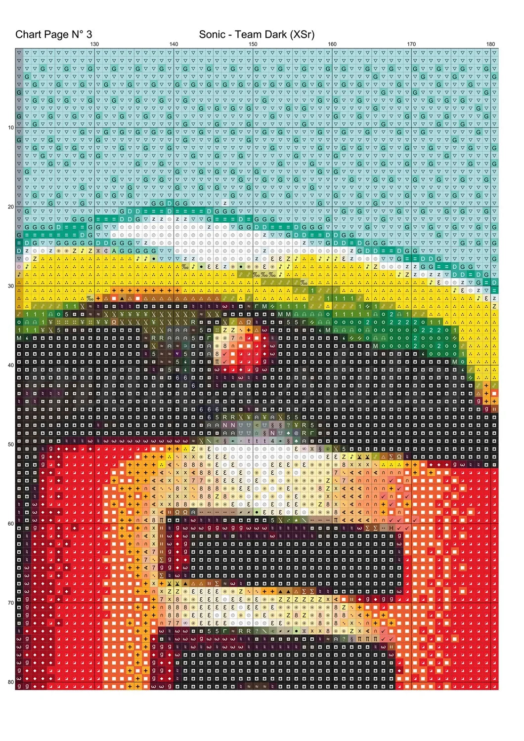 Sonic - Team Dark cross stitch pattern