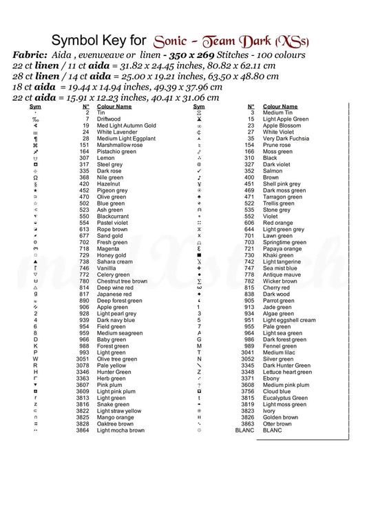 Sonic - Team Dark cross stitch pattern