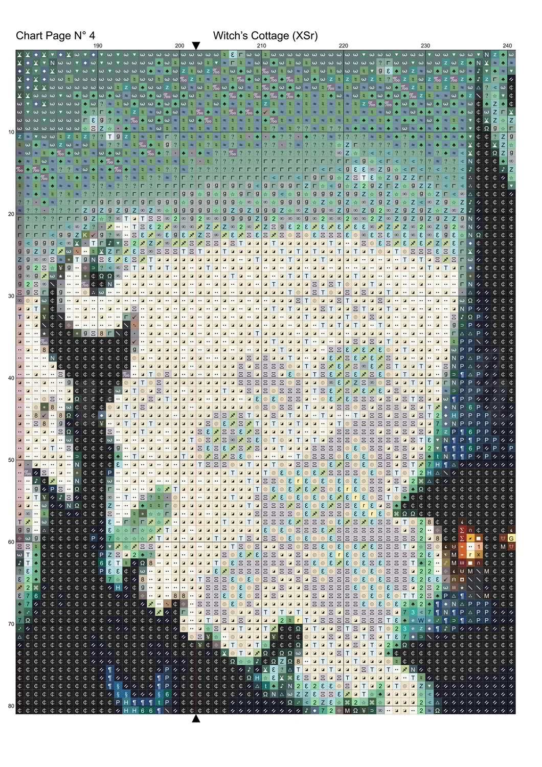 Witch's Cottage cross stitch pattern A unique and exclusive design to modXstitch, conceived and expertly created with the help of AI, by Sam.