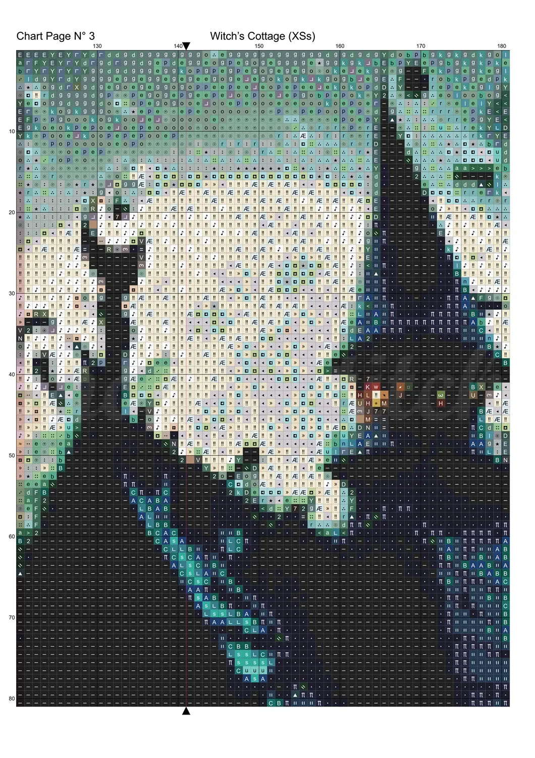 Witch's Cottage cross stitch pattern A unique and exclusive design to modXstitch, conceived and expertly created with the help of AI, by Sam.