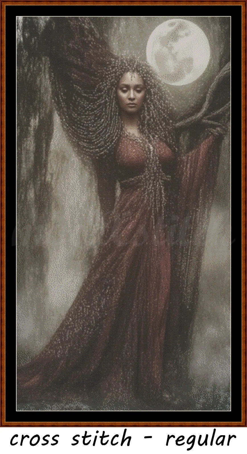 Under The Moon cross stitch pattern A unique and exclusive design to modXstitch, conceived and expertly created with the help of AI, by Sam.