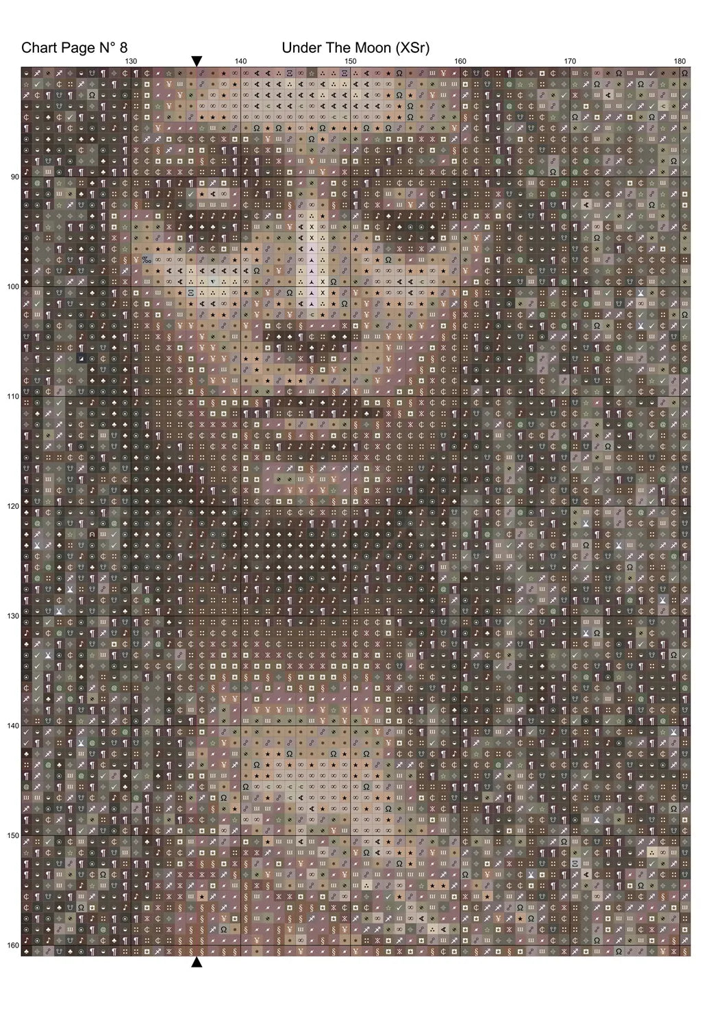 Under The Moon cross stitch pattern A unique and exclusive design to modXstitch, conceived and expertly created with the help of AI, by Sam.