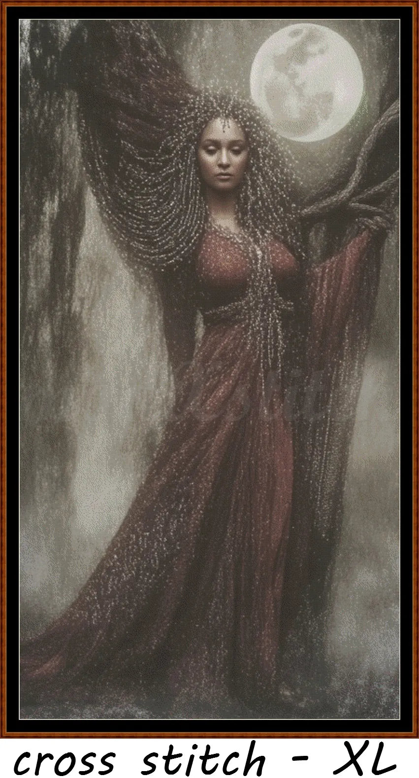 Under The Moon cross stitch pattern A unique and exclusive design to modXstitch, conceived and expertly created with the help of AI, by Sam.