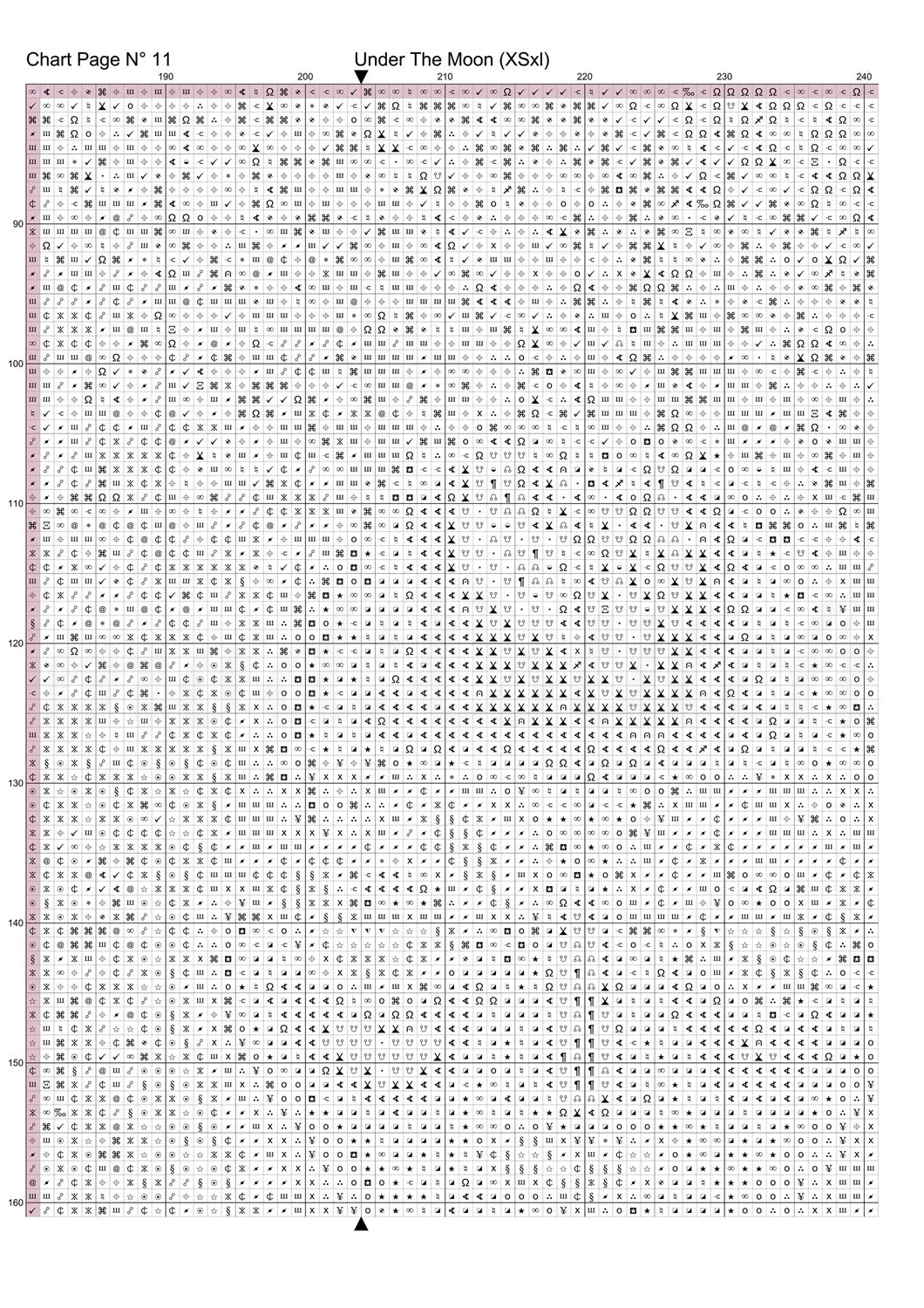 Under The Moon cross stitch pattern A unique and exclusive design to modXstitch, conceived and expertly created with the help of AI, by Sam.