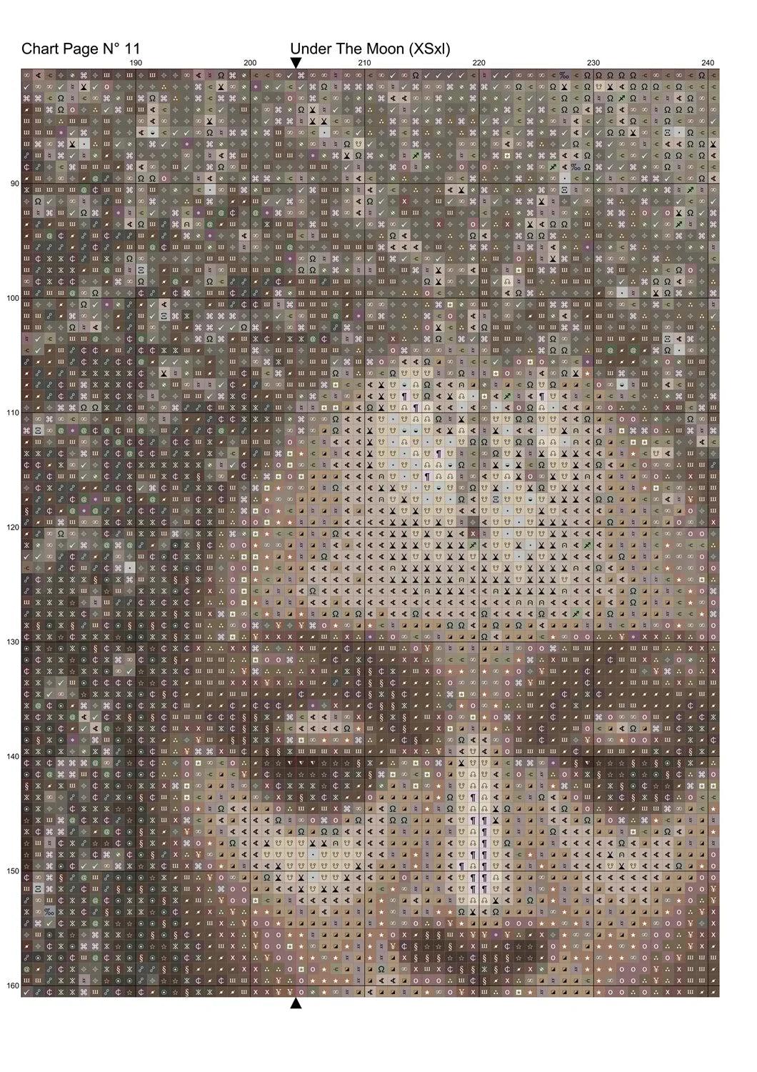 Under The Moon cross stitch pattern A unique and exclusive design to modXstitch, conceived and expertly created with the help of AI, by Sam.