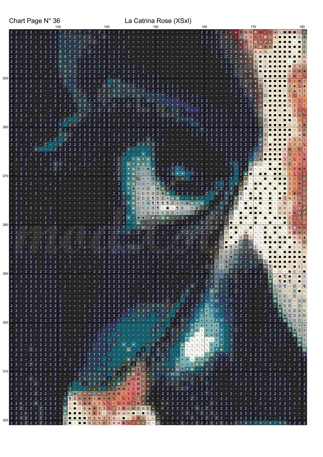 La Catrina Rose cross stitch pattern A unique and exclusive design to modXstitch, conceived and expertly created with the help of AI, by Sam.