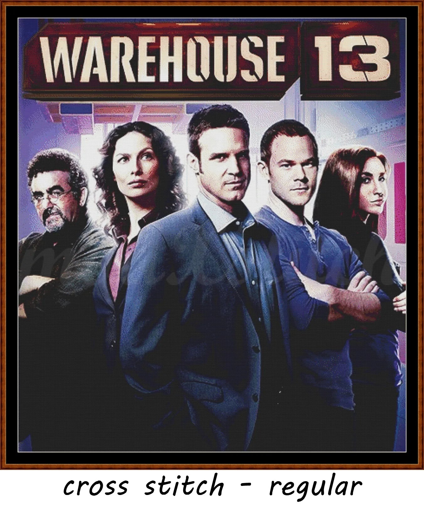 Warehouse 13 cross stitch pattern Warehouse 13 is a fantasy TV cross stitch pattern that comes as a full coverage pattern with absolutely no back-stitching or pesky half-stitches. Warehouse 13 is available in 2 different design sizes - cross stitch regular & XL And each sale includes both B&W and colour charts