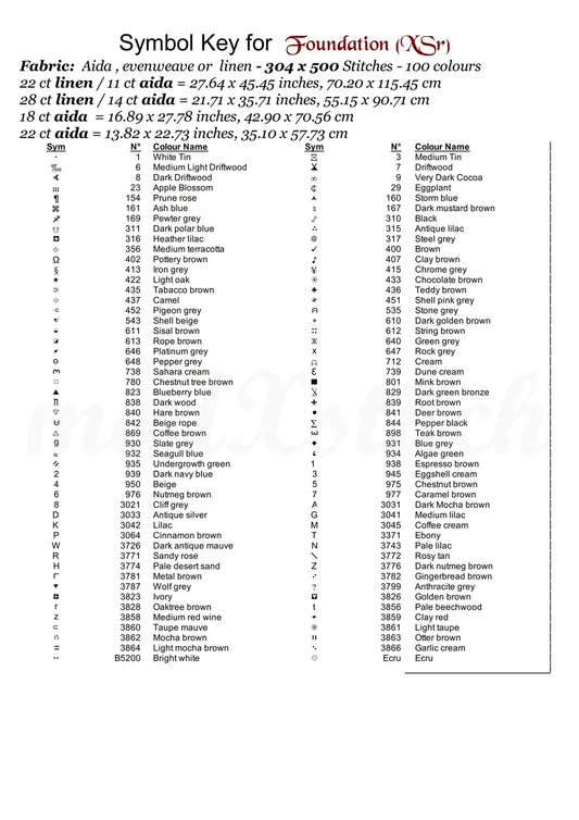 Foundation cross stitch pattern Foundation is a fantasy TV cross stitch pattern that comes as a full coverage pattern with absolutely no back-stitching or pesky half-stitches. Foundation is available in 2 different design sizes - cross stitch regular & XL And each sale includes both B&W and colour charts