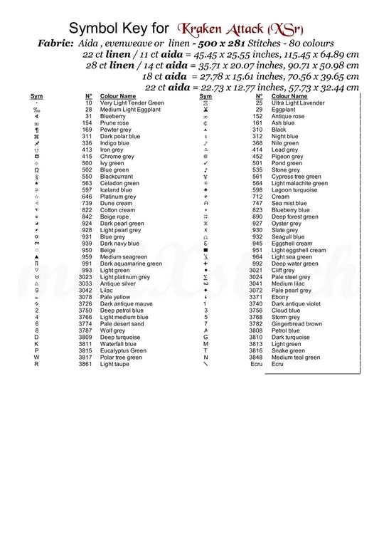 Kraken Attack cross stitch pattern A unique and exclusive design to modXstitch, conceived and expertly created with the help of AI, by Sam. Kraken Attack is a sea monster cross stitch pattern that comes as a full coverage pattern with absolutely no back-stitching or pesky half-stitches. Also,Kraken Attack is available in 2 different design sizes - cross stitch regular & XL And each sale includes both B&W and colour charts