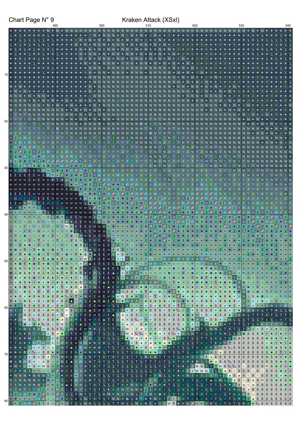 Kraken Attack cross stitch pattern A unique and exclusive design to modXstitch, conceived and expertly created with the help of AI, by Sam. Kraken Attack is a sea monster cross stitch pattern that comes as a full coverage pattern with absolutely no back-stitching or pesky half-stitches. Also,Kraken Attack is available in 2 different design sizes - cross stitch regular & XL And each sale includes both B&W and colour charts