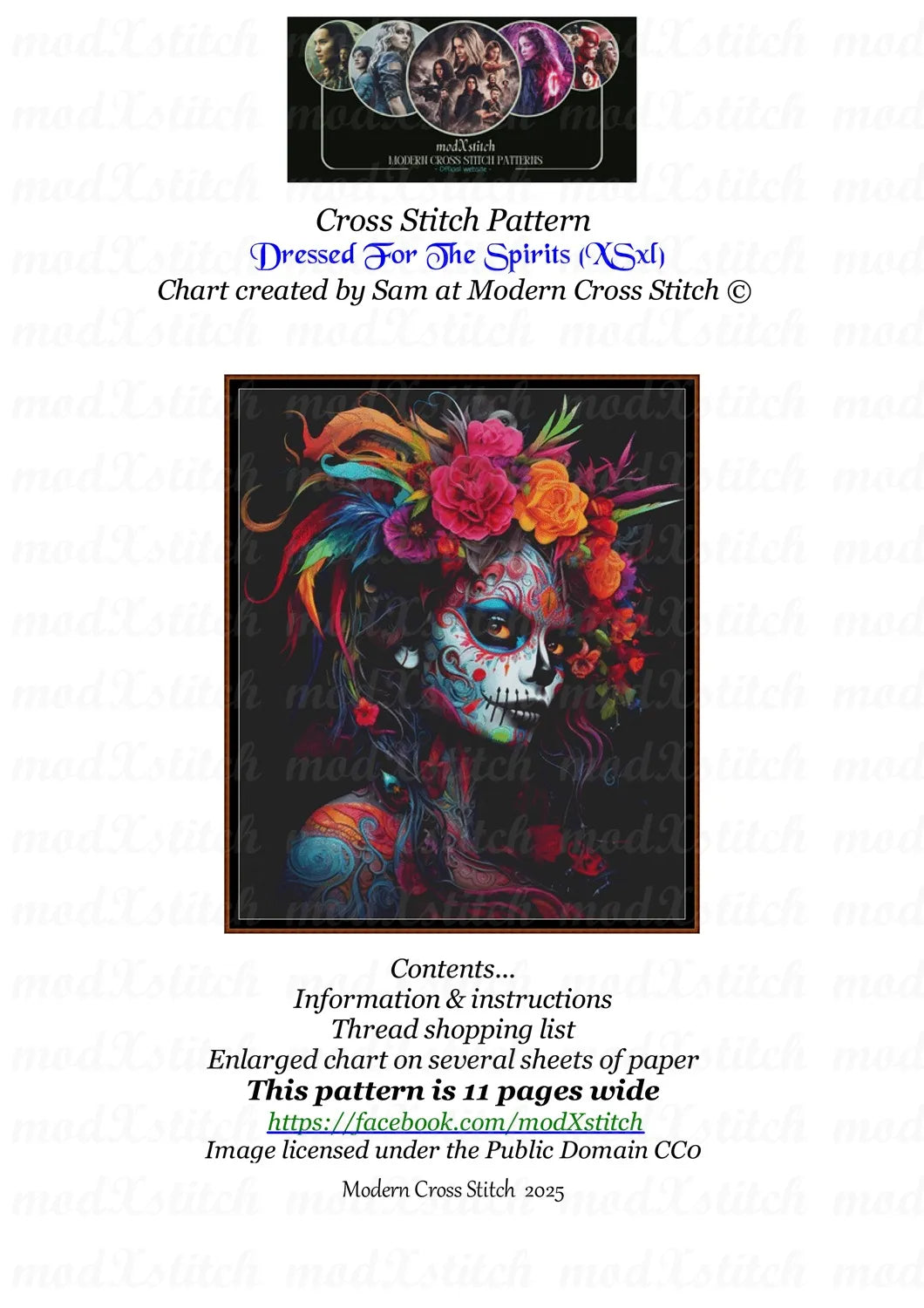 Dressed For The Spirits cross stitch pattern A unique design to modXstitch, expertly created by Sam