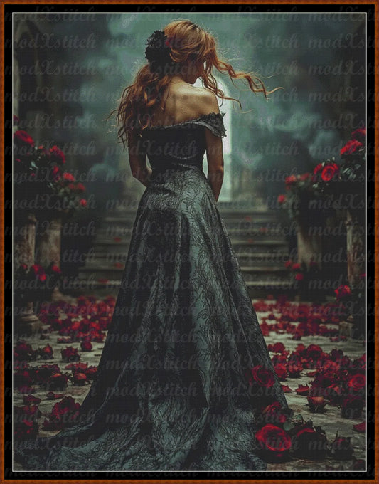 Gothic Ladies - Rose cross stitch pattern A unique and exclusive design to modXstitch, conceived and expertly created with the help of AI, by Sam.