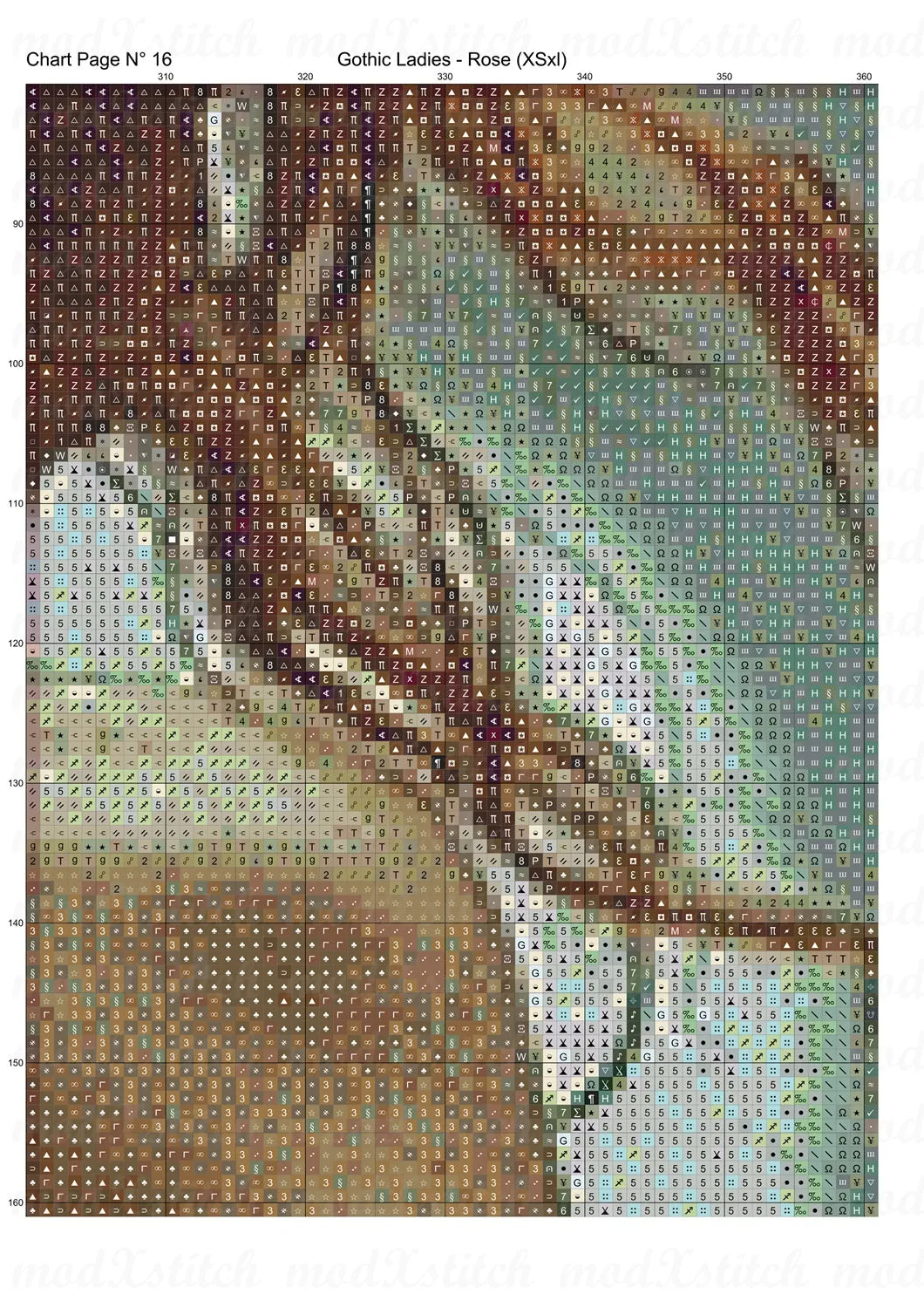 Gothic Ladies - Rose cross stitch pattern A unique and exclusive design to modXstitch, conceived and expertly created with the help of AI, by Sam.