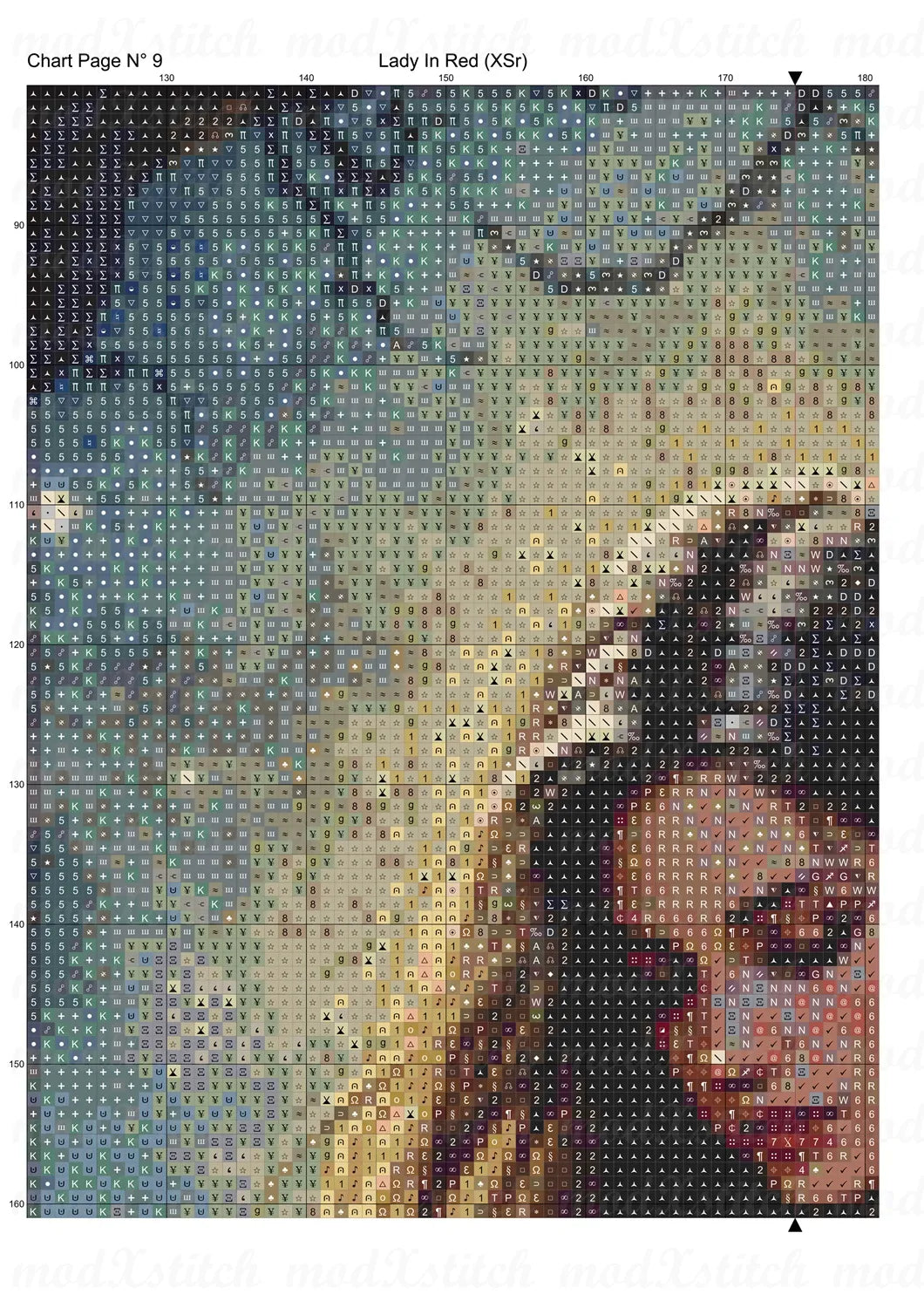 Lady In Red cross stitch pattern A unique and exclusive design to modXstitch, conceived and expertly created with the help of AI, by Sam. Lady In Red is a fantasy cross stitch pattern that comes as a full coverage pattern with absolutely no back-stitching or pesky half-stitches.
