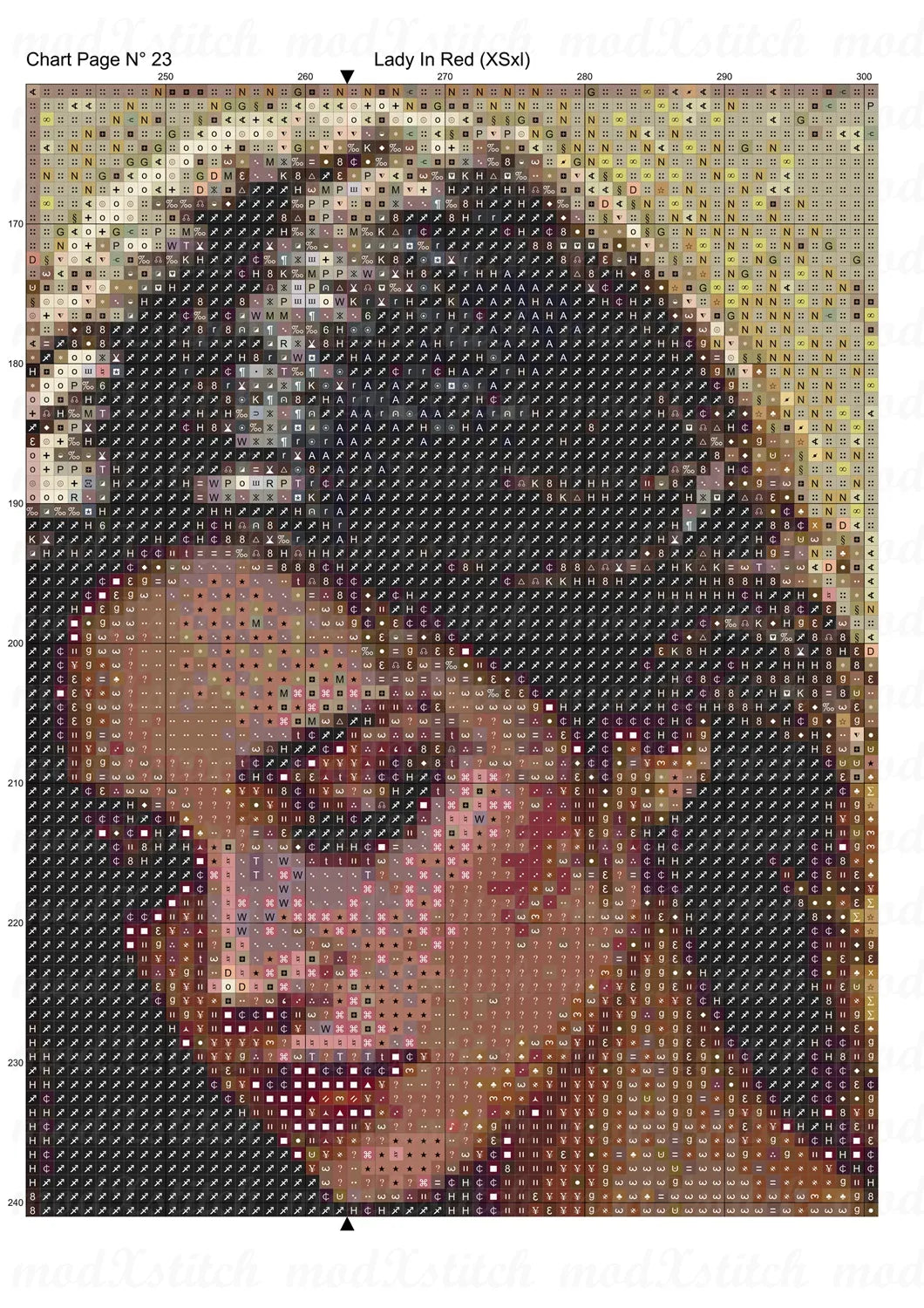 Lady In Red cross stitch pattern A unique and exclusive design to modXstitch, conceived and expertly created with the help of AI, by Sam. Lady In Red is a fantasy cross stitch pattern that comes as a full coverage pattern with absolutely no back-stitching or pesky half-stitches.