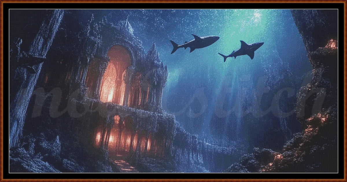 Atlantis City Ruins Cross Stitch Pattern PDF