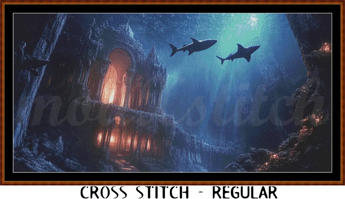 Atlantis City Ruins Cross Stitch Pattern PDF