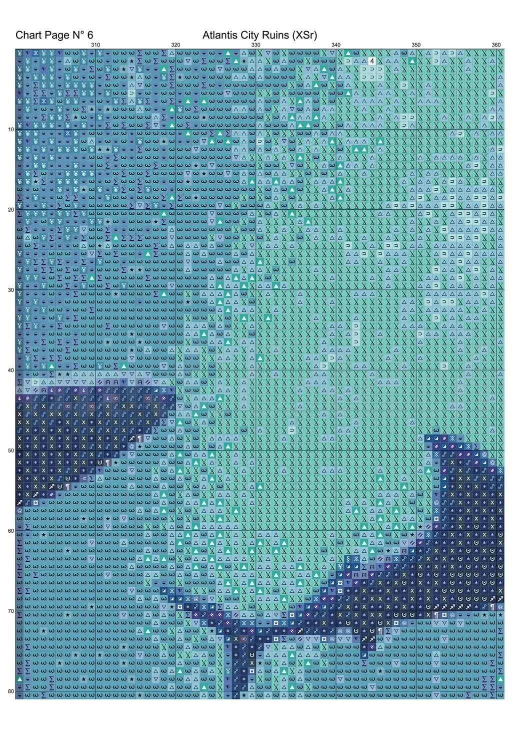 Atlantis City Ruins Cross Stitch Pattern PDF