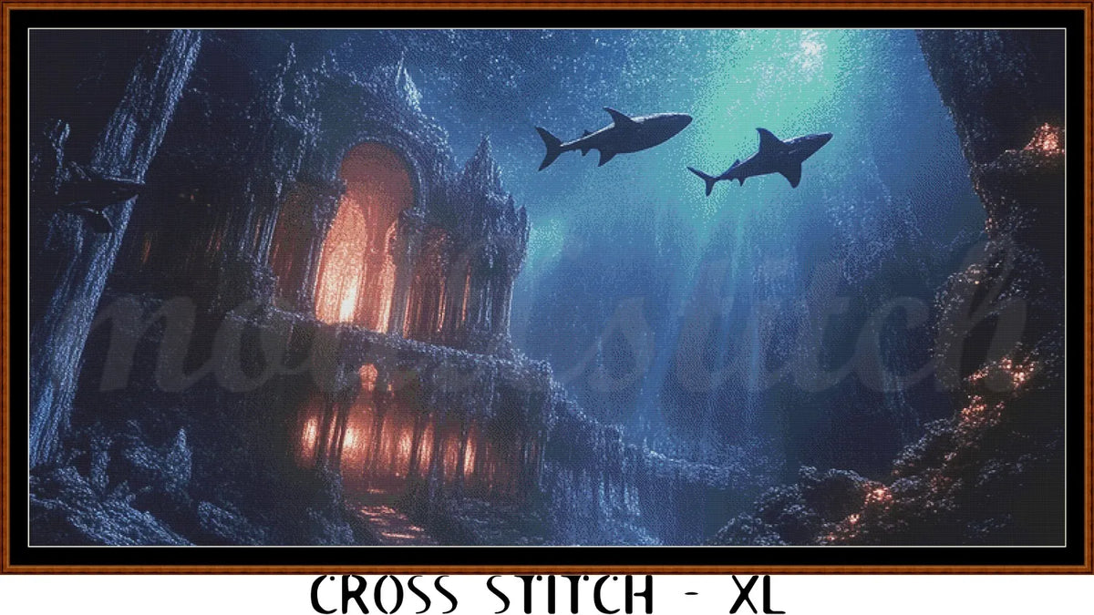 Atlantis City Ruins Cross Stitch Pattern PDF