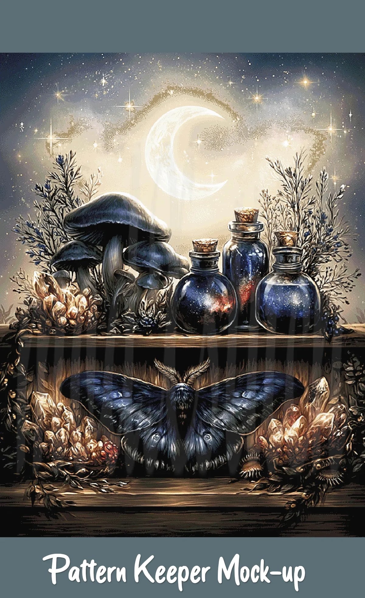 Witch's Shelf - Air Cross Stitch Pattern | Full Coverage Fine Art Chart PDF Bundle