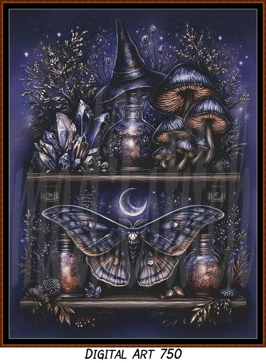Witch's Shelf - Spirit (Digital Art) Cross Stitch Pattern PDF Bundle
