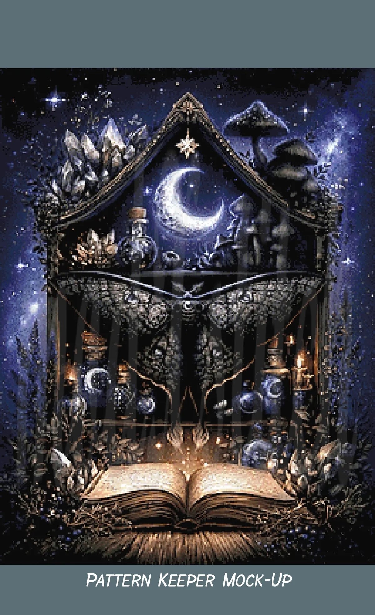 Witch's Shelf - Water Cross Stitch Pattern | Full Coverage Fine Art Chart PDF Bundle