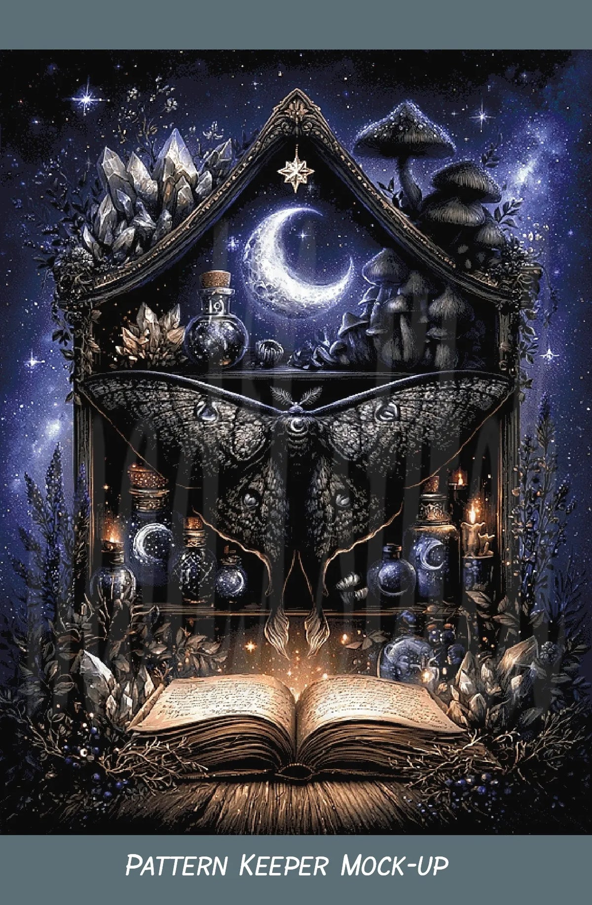 Witch's Shelf - Water Cross Stitch Pattern | Full Coverage Fine Art Chart PDF Bundle
