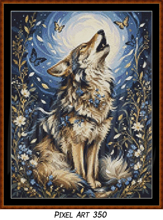 Wolf of Spring Cross Stitch Pattern | Modern Illustrative Series (150/250/350 Size Bundle)