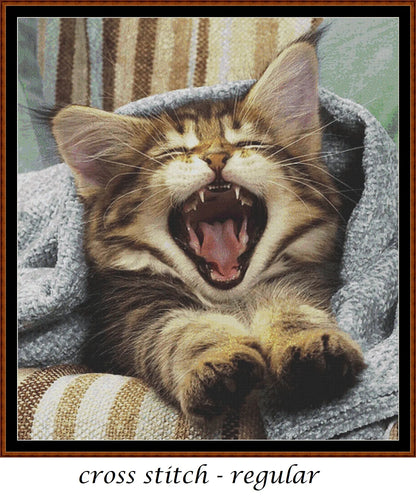 Waking Up kitten patterns are expertly created by Sam