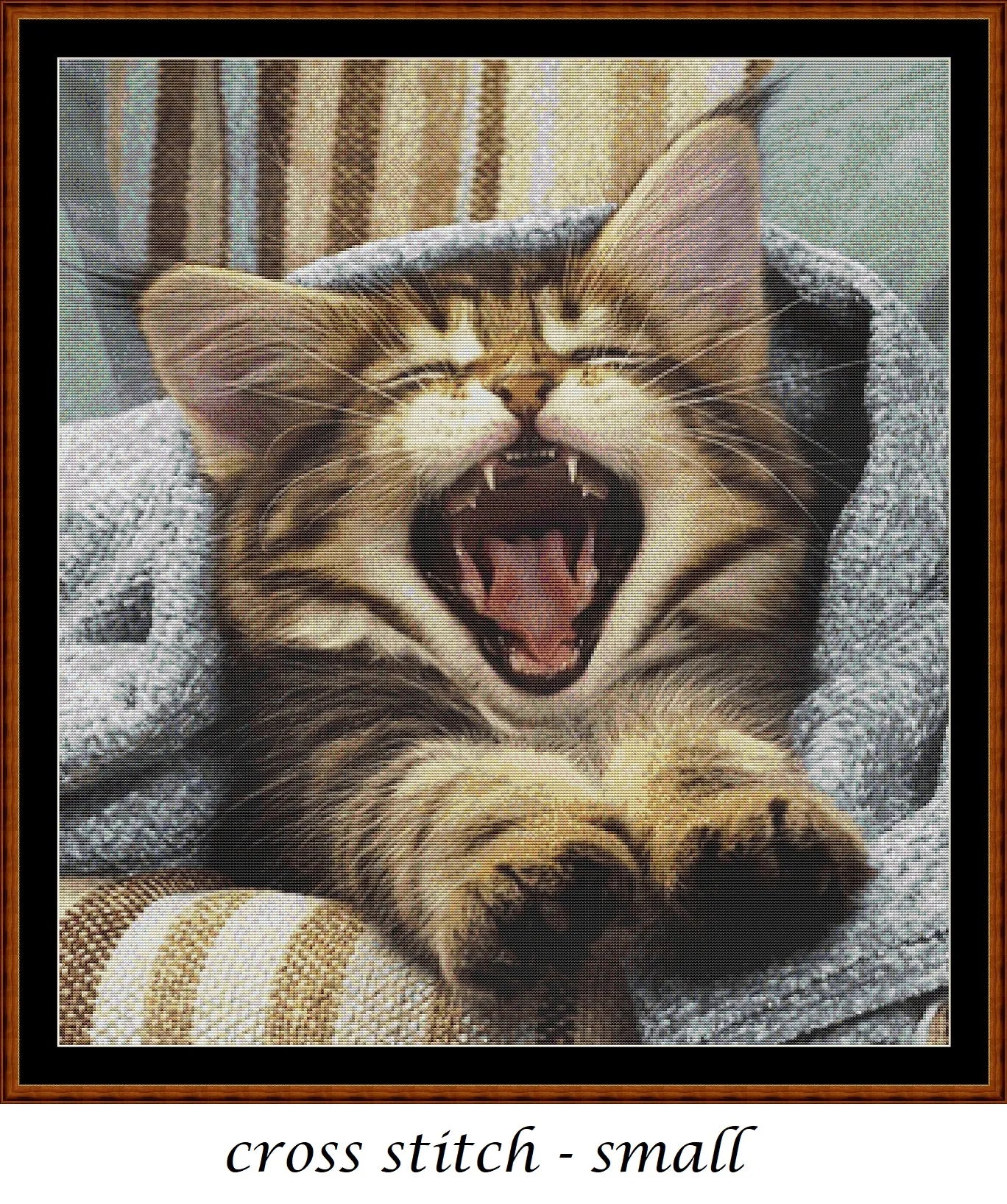 Waking Up kitten patterns are expertly created by Sam