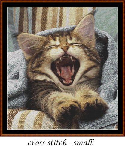 Waking Up kitten patterns are expertly created by Sam