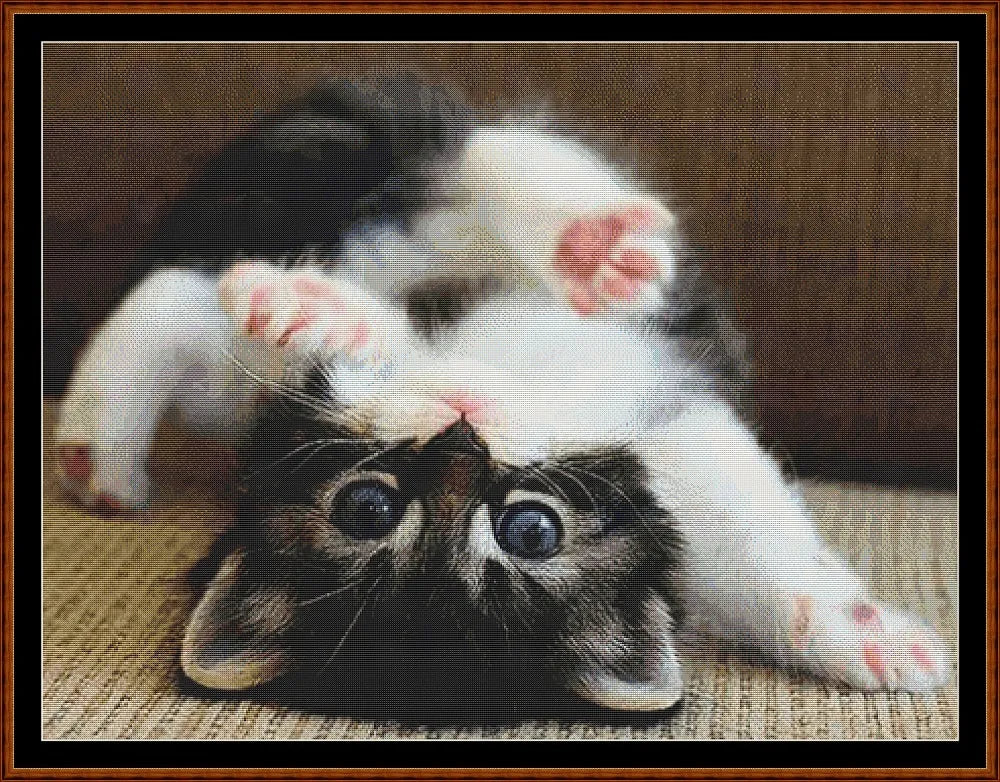 Sleepy Kitten 3 cat cross stitch pattern created under CC0 license