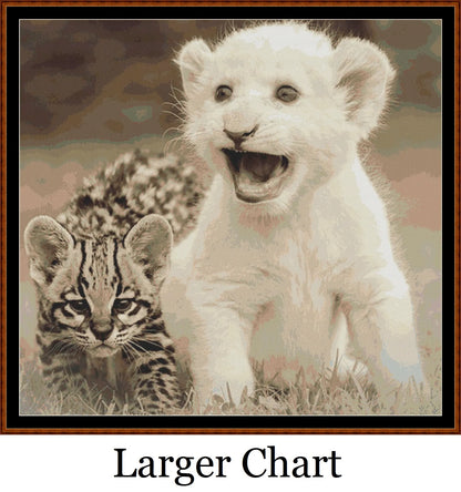 Little Friends lion and leopard cubs patterns created from art by Ian Lindsay under CC0 license