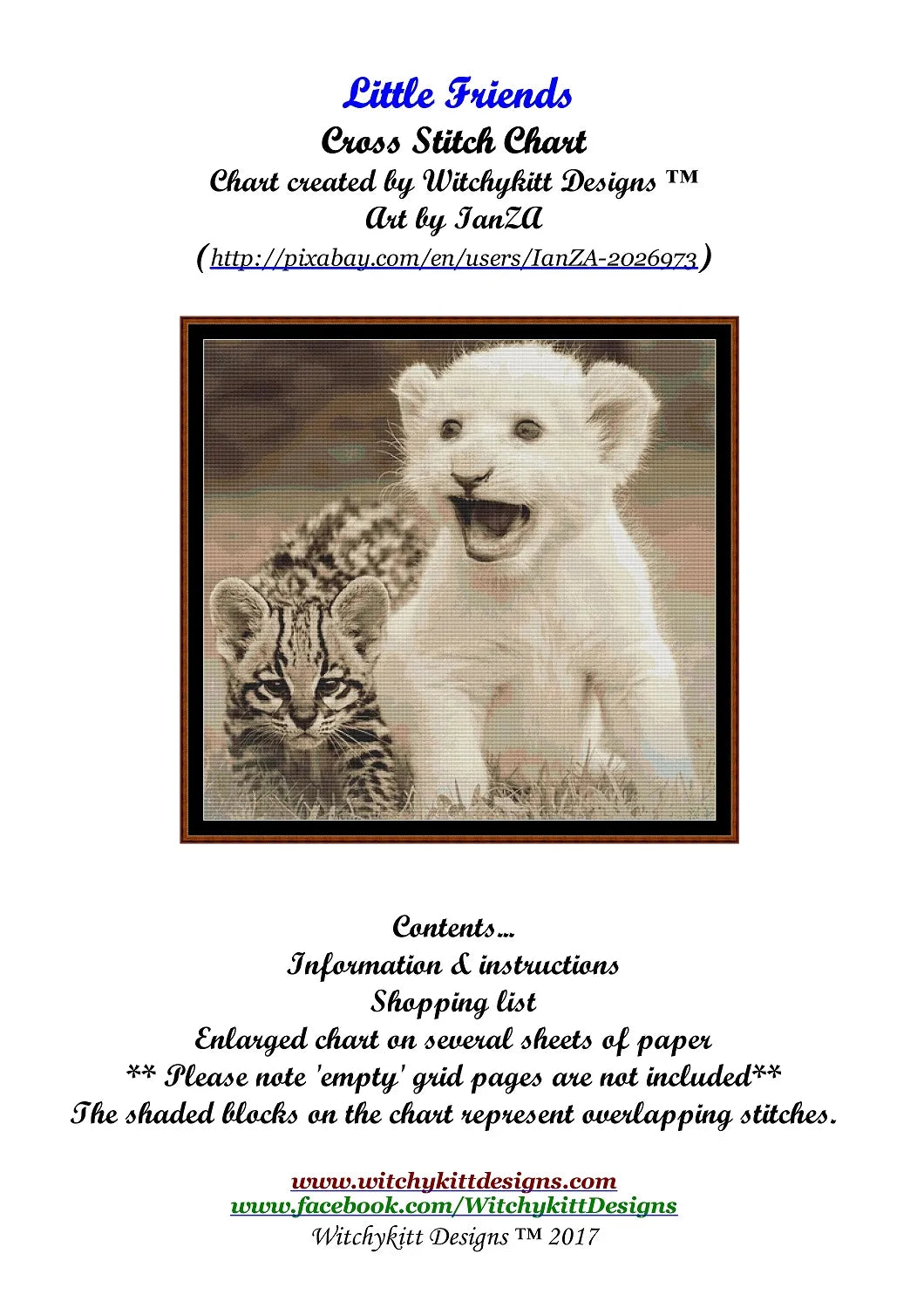 Little Friends lion and leopard cubs patterns created from art by Ian Lindsay under CC0 license