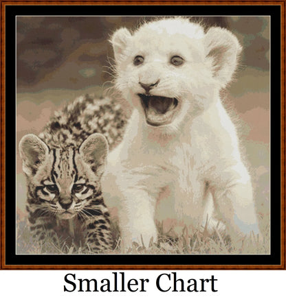 Little Friends lion and leopard cubs patterns created from art by Ian Lindsay under CC0 license