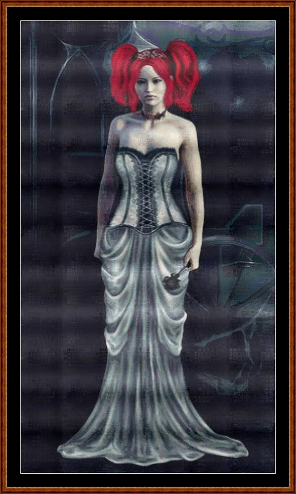 At The Ball cross stitch pattern is a gothic lady design and is expertly created from art by Enrique Meseguer (Darksouls1) under Public Domain CC0 license