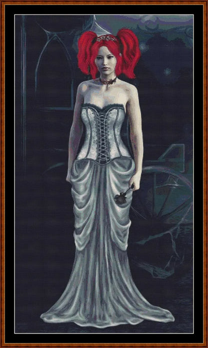 At The Ball cross stitch pattern is a gothic lady design and is expertly created from art by Enrique Meseguer (Darksouls1) under Public Domain CC0 license