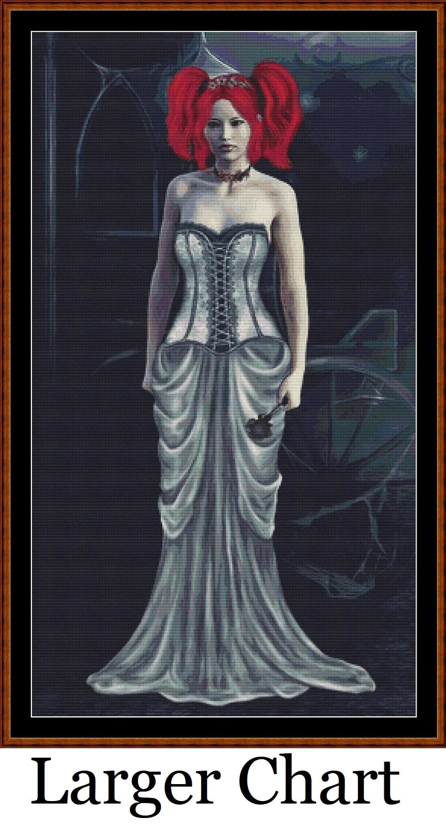 At The Ball cross stitch pattern is a gothic lady design and is expertly created from art by Enrique Meseguer (Darksouls1) under Public Domain CC0 license